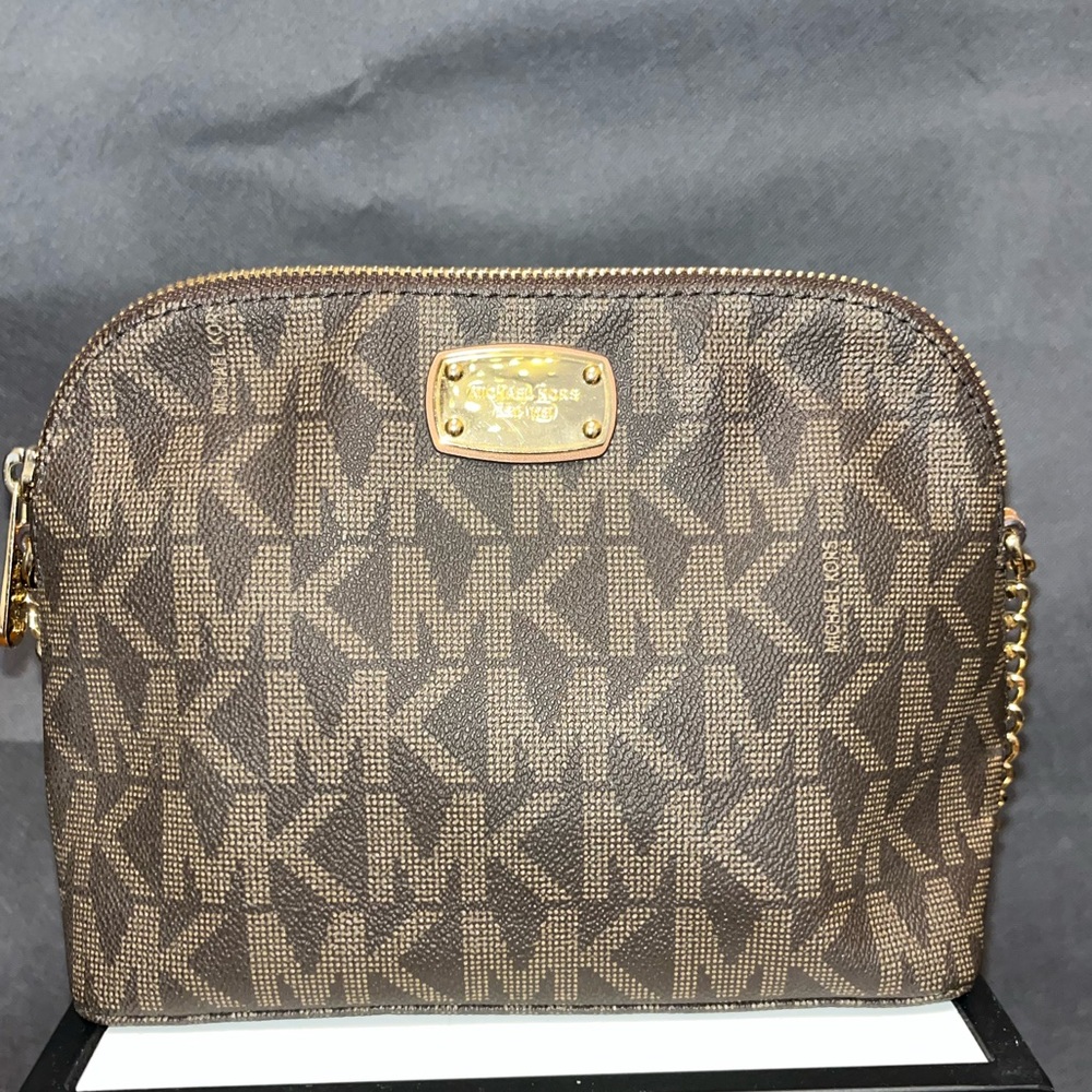Michael Kors Brown Signature Canvas & Leather Crossbody Shoulder Bag